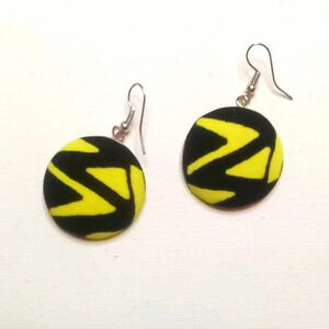 Fab Neon Black Fashion Handmade Fabric Earrings
